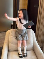 【80-130】半袖Tシャツorチェック柄 ショートパンツ 女の子 フリル シンプル - 画像 (3)