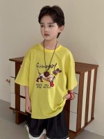 【90-160】Tシャツ カジュアル プリント 韓国風 ゆったり 男の子 夏新作