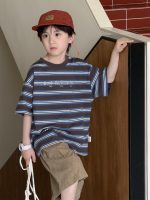 【100-160】半袖Tシャツ 男の子 ボーダー柄 ゆったり - 画像 (3)