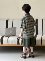 【100-160】半袖Tシャツ 男の子 ボーダー柄 配色 ポロシャツ - 画像 (4)