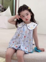 【80-130】ストライプ シャツorフリル ショートパンツ 女の子 ノースリープ - 画像 (5)