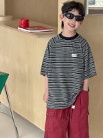 【90-160】半袖Tシャツ 男の子 ボーダー柄 レトロ - 画像 (2)