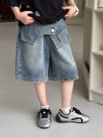【100-160】ショートパンツ 男の子 デニム 切り替え レトロ - 画像 (3)