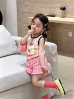 【90-140】カートゥーン ベストorチェック柄 ショートパンツ 女の子 スウィート - 画像 (4)
