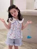 【80-130】ストライプ シャツorフリル ショートパンツ 女の子 ノースリープ - 画像 (6)