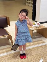 【90-150】ワンピース 女の子 チェック柄 折り襟 ノースリープ - 画像 (4)