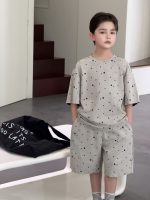 【100-170】セットアップ 星柄 ゆったり 薄手 カジュアル Tシャツ+ショートパンツ - 画像 (2)