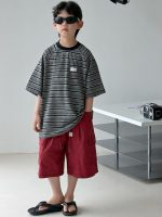 【90-160】半袖Tシャツ 男の子 ボーダー柄 レトロ - 画像 (3)