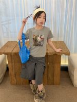 【100-160】ショートパンツ 切り替え 無地 ゆったり 七分丈 合わせやすい - 画像 (5)