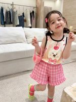 【90-140】カートゥーン ベストorチェック柄 ショートパンツ 女の子 スウィート