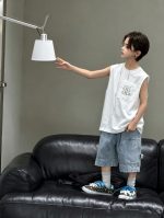 【100-170】ベスト ノースリーブ 無地 ゆったり カジュアル 男の子 - 画像 (5)