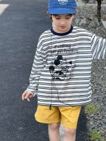 【100-160】長袖Tシャツ 男の子 ボーダー柄 カートゥーン - 画像 (2)