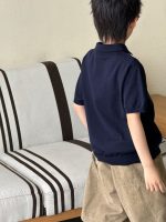 【90-160】半袖Tシャツ 男の子 シンプル 無地 ポロシャツ - 画像 (4)