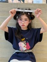 【100-160】Tシャツ プリント スウィート カジュアル 合わせやすい 半袖