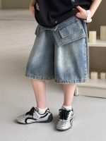 【100-160】ショートパンツ 男の子 デニム 切り替え レトロ - 画像 (5)
