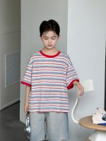 【100-170】Tシャツ ストライブ 韓国風 ゆったり 半袖 男の子 - 画像 (4)
