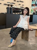 【100-160】ズボン ドット柄 カジュアル 八分丈 ゆったり 女の子 夏新作 - 画像 (3)