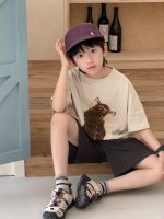 【90-160】半袖Tシャツ 男の子 ネコ プリント 韓国風