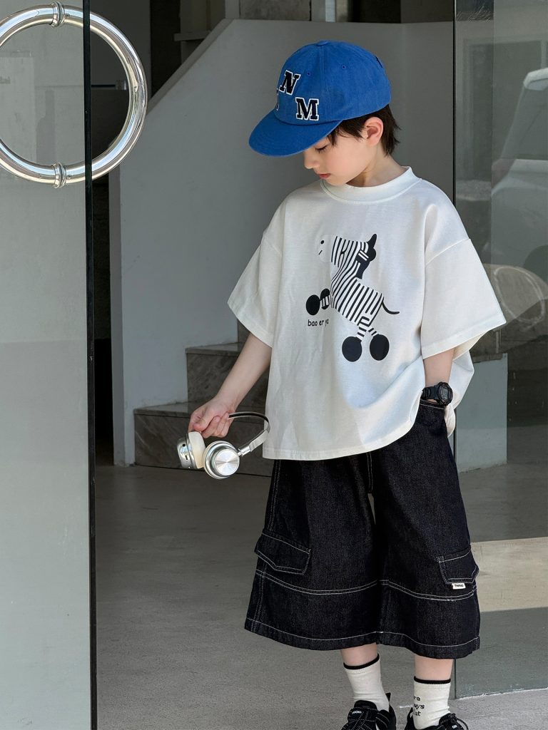 【90-160cm】半袖Ｔシャツ 男の子 シマウマ柄 プリント カジュアル