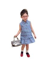 【90-150】ワンピース 女の子 チェック柄 折り襟 ノースリープ - 画像 (6)