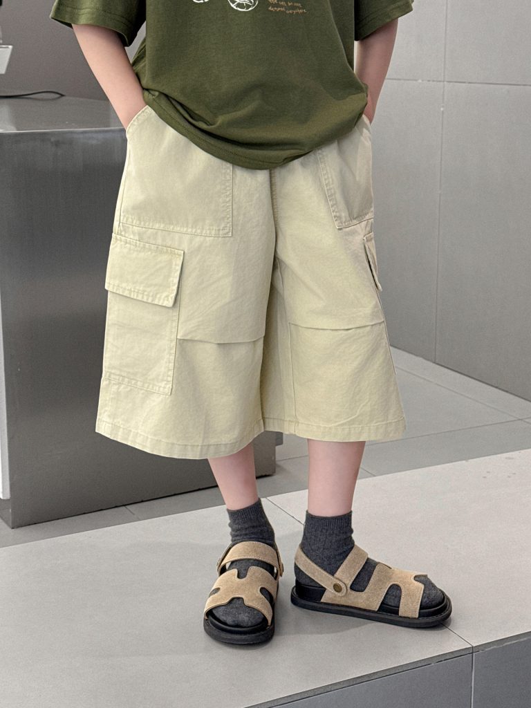 【100-160cm】七分丈パンツ 男の子 無地 ファッション