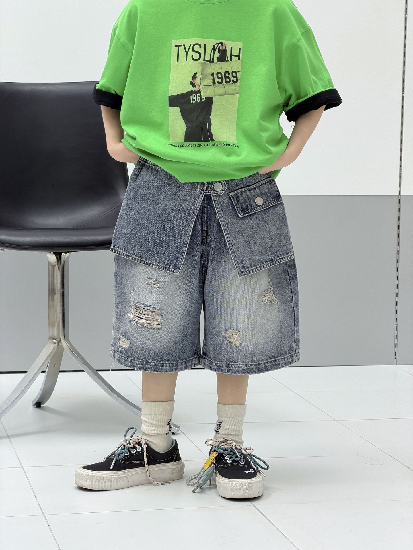 O1CN01w2TMF11DACSCET37i_2218066840175-0-cib.jpg 【100-170】ショートパンツ 切り替え ファッション カジュアル デニム 男の子 - 画像 (1)