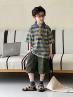 【100-160】半袖Tシャツ 男の子 ボーダー柄 配色 ポロシャツ - 画像 (6)
