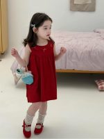 【90-140】ワンピース 女の子 ノースリープ リボン付き ファッション - 画像 (3)
