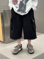 【90-150】七分丈 パンツ 男の子 ポケット付き ウォッシュド - 画像 (3)