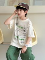 【90-160】半袖Tシャツ 男の子 手描き風 プリント 韓国風 - 画像 (5)