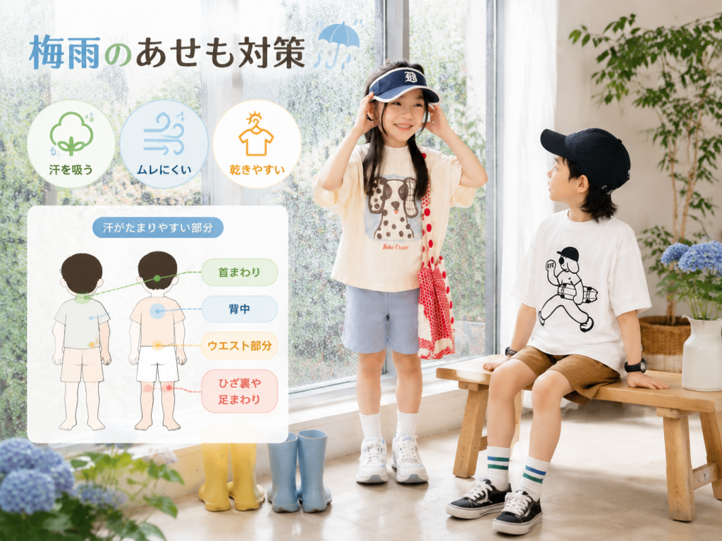 梅雨時期の子供のあせも防止衣服ガイド