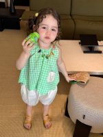 【80-130】ノースリープ トップスorショートパンツ 女の子 チェック柄 カジュアル - 画像 (3)