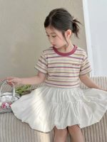 【90-160】半袖Tシャツ 女の子 ボーダー柄 韓国風 - 画像 (4)