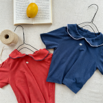 【80-130】半袖Tシャツ 女の子 折り襟 無地 - 画像 (6)