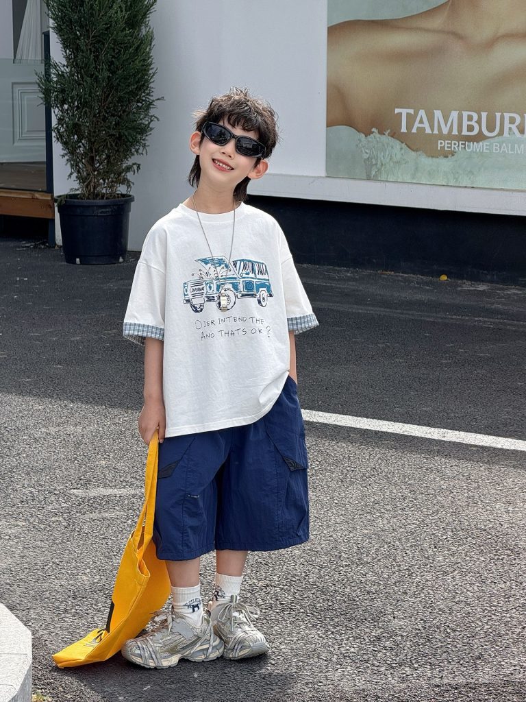 【90-160cm】半袖Ｔシャツ 男の子 配色 プリント カジュアル