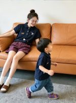 【80-150cm+親サイズ】半袖Tシャツ 家族コーデ POLOネック カジュアル - 画像 (6)