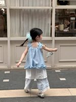 【90-140】トップスorスカートorパンツ 女の子 ブルー フリル - 画像 (6)