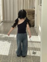 【90-140】トップスorパンツ 女の子 ストーン付き ダメージジーンズ - 画像 (6)