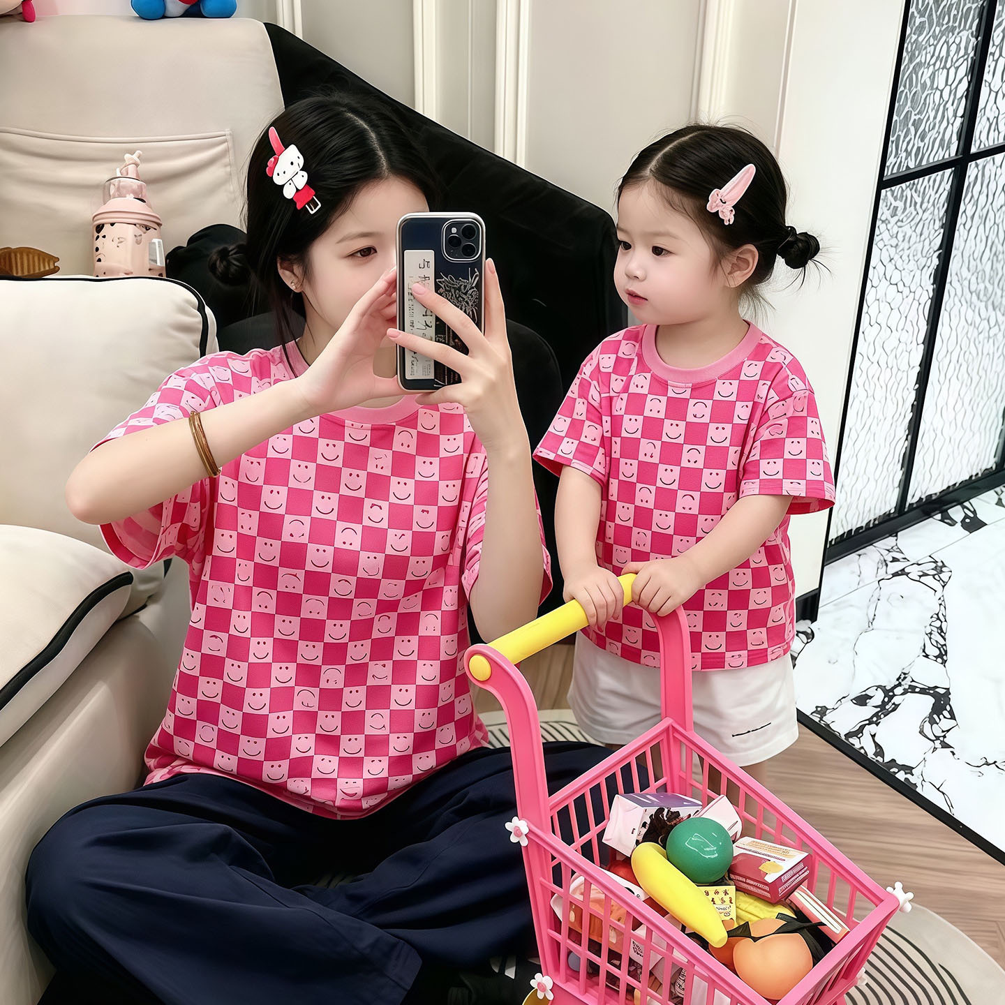 O1CN01PjYcOW1oTYydGqcqH_2208158195226-0-cib.jpg 【90-150cm+親サイズ】半袖Tシャツ 親子コーデ おしゃれ お出かけコーデ - 画像 (1)