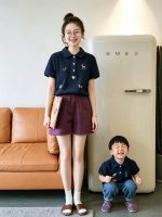 【80-150cm+親サイズ】半袖Tシャツ 家族コーデ POLOネック カジュアル - 画像 (5)