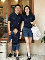 【80-150cm+親サイズ】半袖Tシャツ 家族コーデ POLOネック カジュアル - 画像 (3)