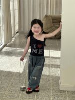 【90-140】トップスorパンツ 女の子 ストーン付き ダメージジーンズ - 画像 (3)