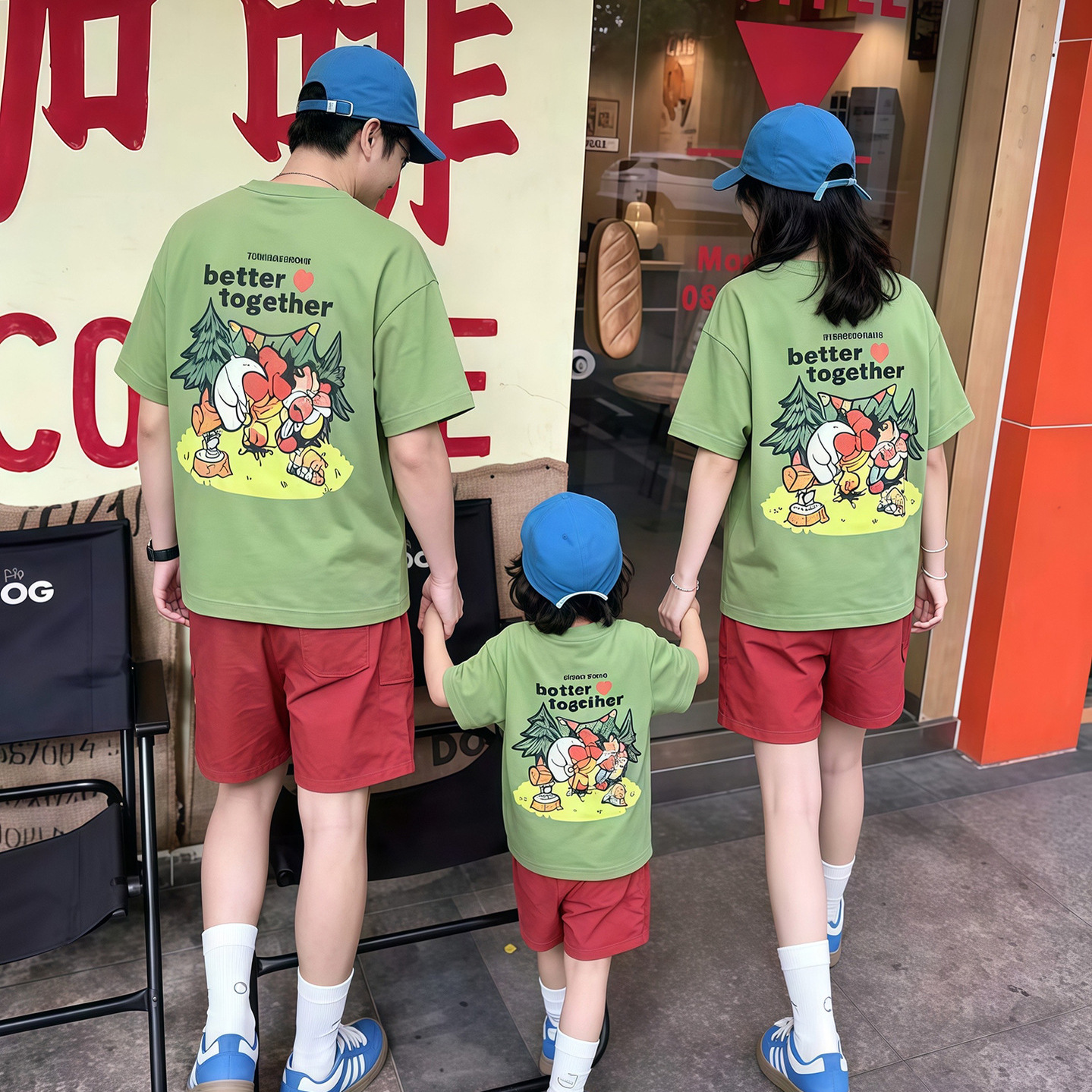 SKU-02-绿色 【90-160cm+親サイズ】半袖Tシャツ 親子ペア やわらか素材 カジュアル - 画像 (1)