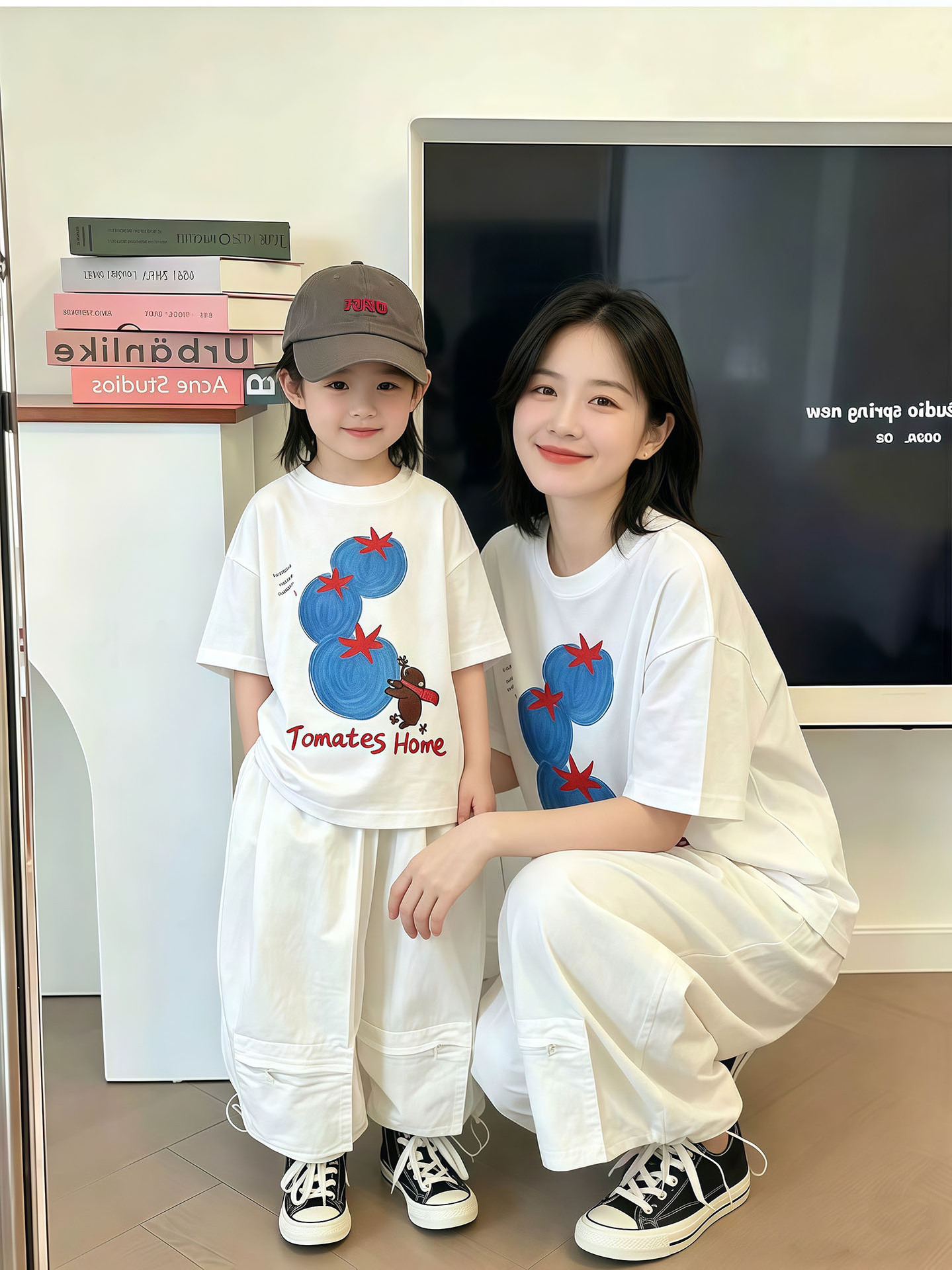 主图-01 (1) 【90-160cm+親サイズ】半袖Tシャツ 親子ペア 夏の定番アイテム 動きやすい - 画像 (1)