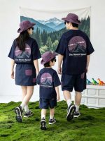 【90-160cm+親サイズ】半袖Tシャツ 家族おそろい バックプリント カジュアル