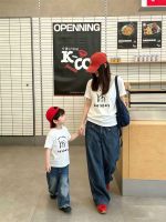 【90-160cm+親サイズ】半袖Tシャツ 親子コーデ シンプル プリント - 画像 (3)