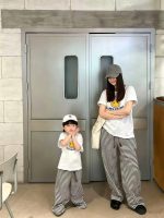 【90-160cm+親サイズ】半袖Tシャツ 親子ペア シンプル カジュアル デイリーウェア