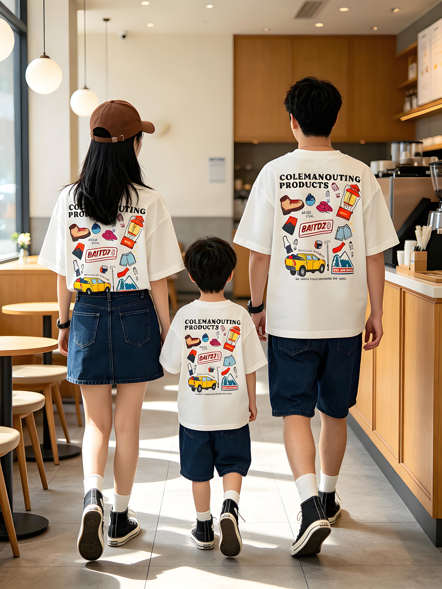 主图-02 (6) 【90-160cm+親サイズ】半袖Tシャツ 親子ペア カジュアル 肌に優しい - 画像 (1)