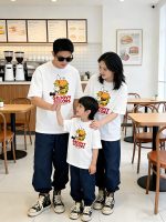 【90-160cm+親サイズ】半袖Tシャツ 親子ペア カジュアル プリント お出かけに - 画像 (4)
