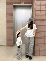 【90-160cm+親サイズ】半袖Tシャツ 親子ペア シンプル カジュアル デイリーウェア - 画像 (4)